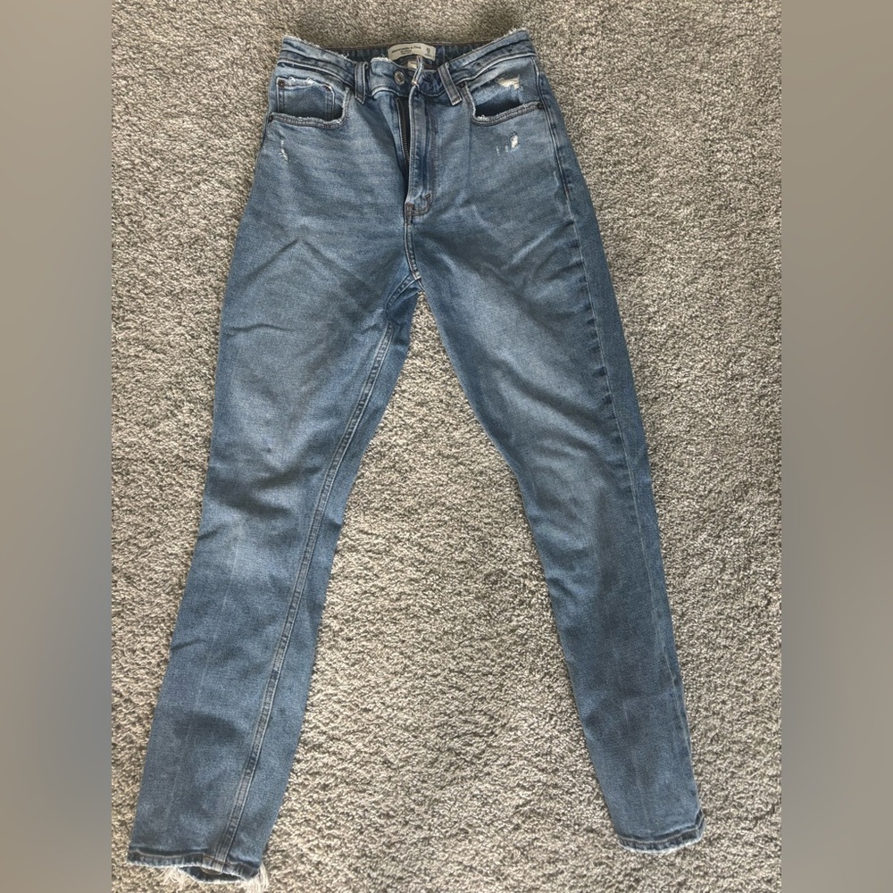 Abercrombie & Fitch Skinny Blue Jeans with Distressed Details